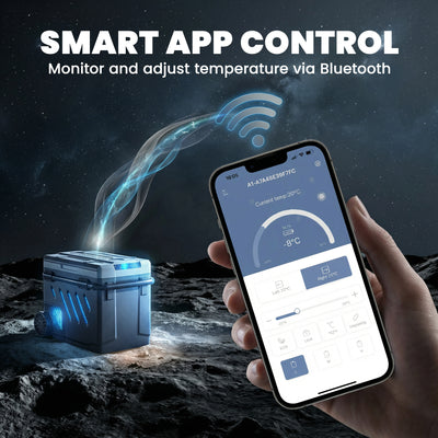 Outsunny 49L Compressor Car Fridge Freezer, Dual Zone Camping Refrigerator with App Control, Telescopic Handle, -20℃-20℃ 