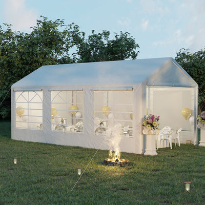Outsunny 6 x 3(m) Garden Gazebo Marquee Party Tent Wedding Portable Garage Carport shelter Car Canopy Outdoor Heavy Duty Steel Frame Waterproof Rot Resistant 