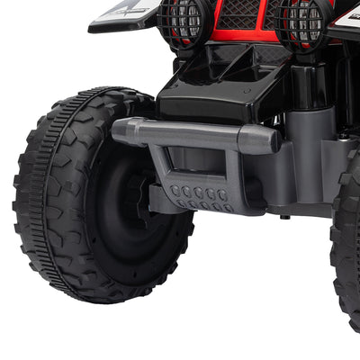 AIYAPLAY 6V Electric Quad Bike for Kids, Ride On ATV w/ Forward Backward, Headlights, for 18-36 Months, Black and Red 