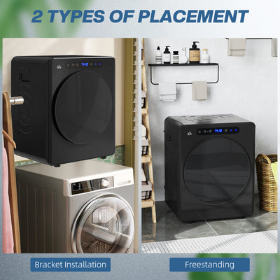 HOMCOM 4kg Compact 40-60℃  Tumble Dryer - Black 