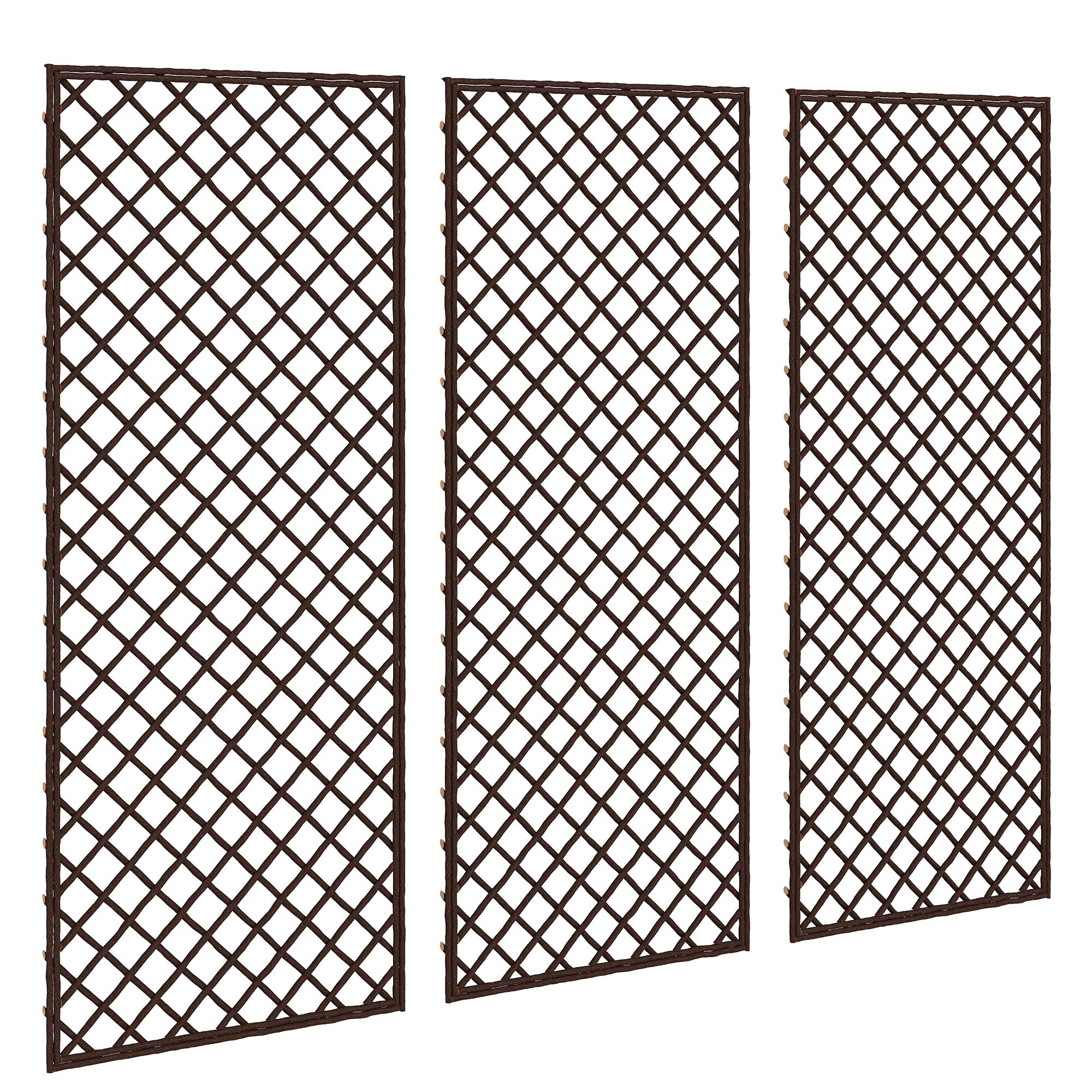 Outsunny Garden Trellis, Decorative Trellis Panels for Climbing Outdoor Plants, Natural Wood Finish 