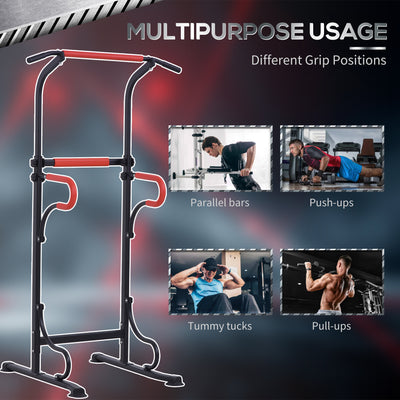 HOMCOM Steel Multi-Use Exercise Power Tower Pull Up Station Adjustable Height W/ Grips 
