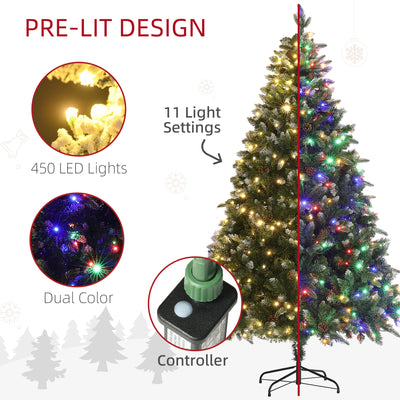 HOMCOM 7ft LED Pre-Lit Artificial Christmas Tree, with Base 