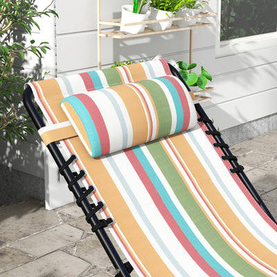 Outsunny Set of Two Folding Sun Loungers, with Four-Position Backs - Multicoloured 