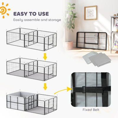 PawHut 7 Panel Dog Whelping Box, Heavy Duty Dog Playpen with Washable Pee Pads, Windproof Fabric, for Small and Medium Dogs 