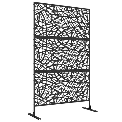 Outsunny Metal Decorative Privacy Screen Outdoor Divider, Black Twisted Lines 