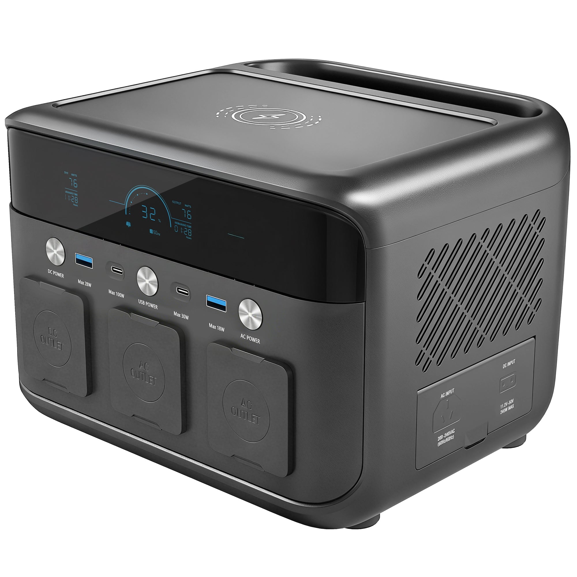 HOMCOM Portable Power Station with LiFePO4 Battery, 1.5H Fast Charge, Camping Power Pack with 600W AC/USB-A & USB-C Output 