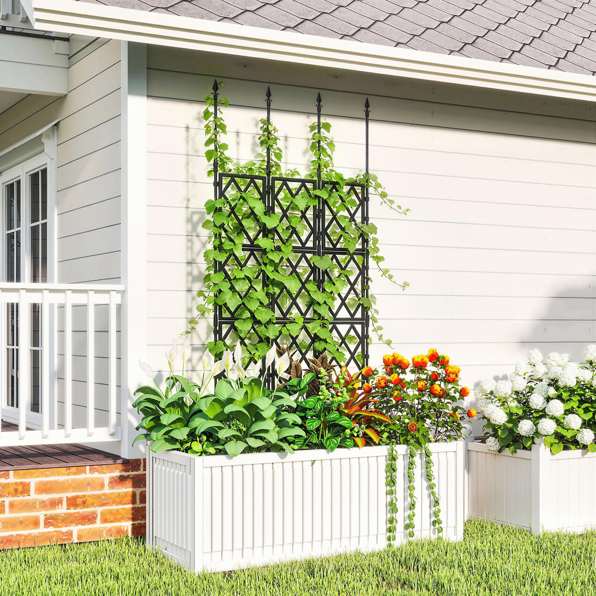 Outsunny Foldable Garden Trellis, Lattice Climbing Support Trellis for Garden, DIY Assembly, 85 x 197 cm, Black 