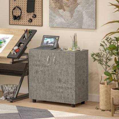 Vinsetto Two-Tier Locking Office Storage Cabinet - Grey 