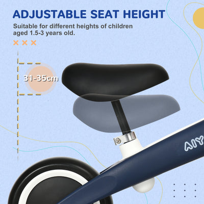 AIYAPLAY Baby Balance Bike, with Adjustable Seat, for 1.5-3 Years - Blue 