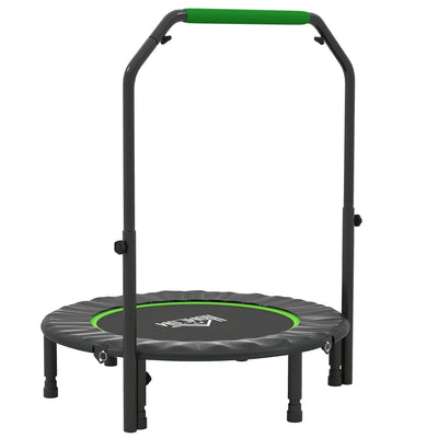 HOMCOM 40" Foldable Mini Fitness Trampoline, with Adjustable Foam Handle, Green 