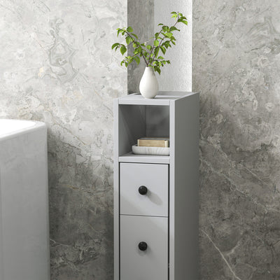 kleankin Slimline Bathroom Storage Cabinet - Grey 