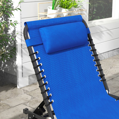 Outsunny Set of Two Folding Sun Loungers, with Four-Position Backs - Blue 