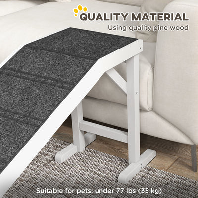 PawHut Pet Ramp for Dogs with Non-Slip Carpet and Top Platform - White & Grey 