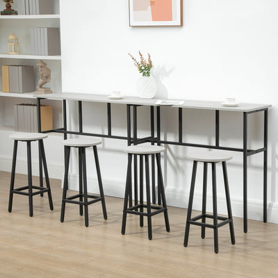 HOMCOM 6-Piece Bar Table Set, 2 Breakfast Tables with 4 Stools, Counter Height Dining Tables & Chairs for Kitchen, Living Room, Grey 