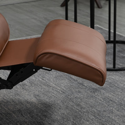 HOMCOM Faux Leather Armchair, with 145\'c2\'b0 Reclining Back and Footrest - Brown 