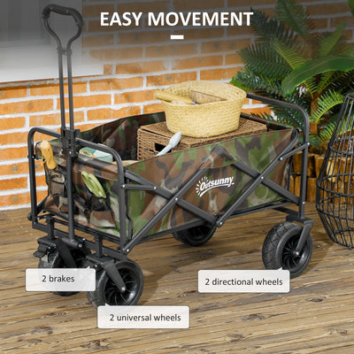 Outsunny 95L Folding Steel Frame Garden Trolley, with Handle - Multicolour 