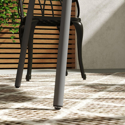 Outsunny Square Garden Table with Slat Top, Steel Frame, Outdoor Table for 4 Person, 80 x 80 x 74 cm, Grey 