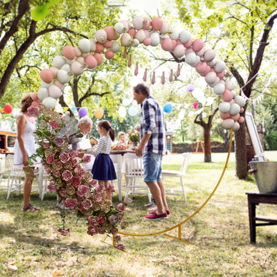 Outsunny 222cm Gold Tone Backdrop Stand, Round Metal Wedding Arch for Birthday Party, Bridal Shower, Graduation, Ceremony 
