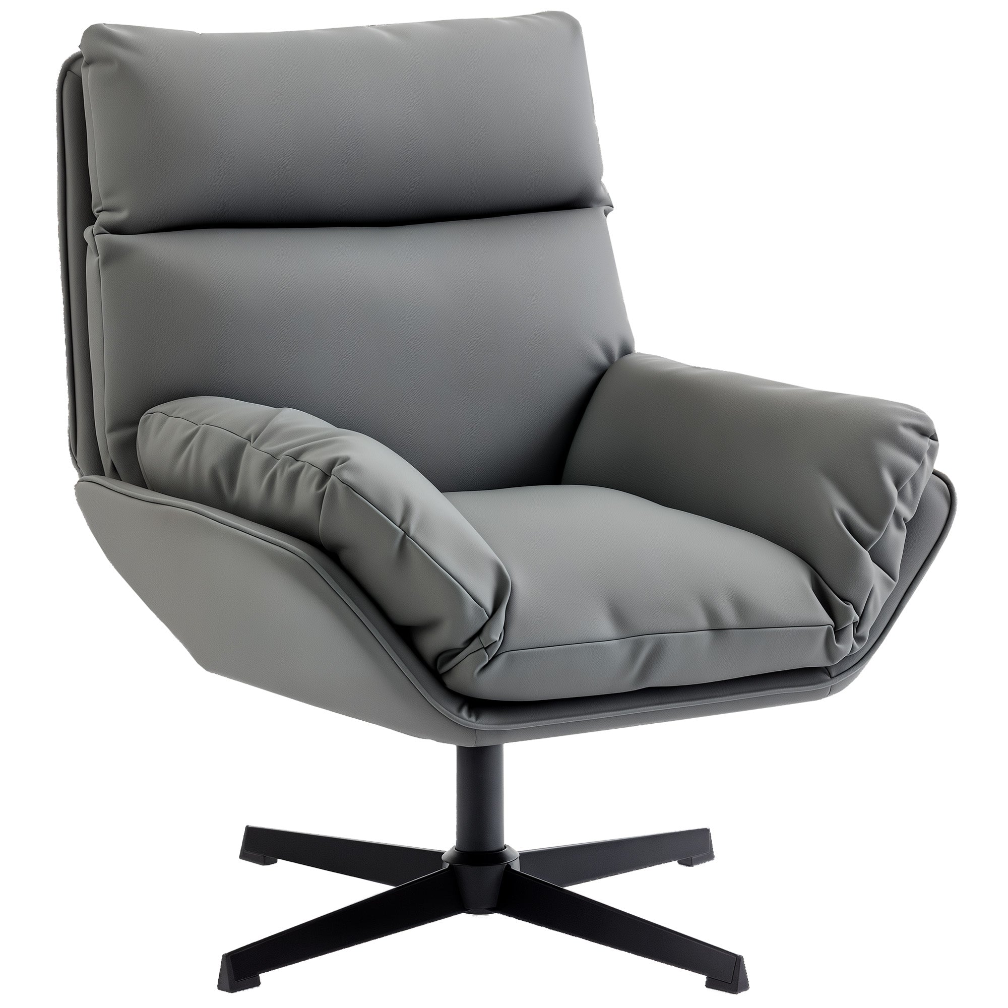 HOMCOM Accent Chair with 360 Swivel Armchair for Living Room with Padded Cushion Dark Grey 