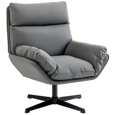 HOMCOM Accent Chair with 360 Swivel Armchair for Living Room with Padded Cushion Dark Grey 