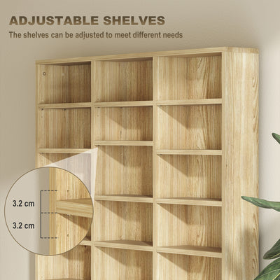 HOMCOM CD Storage Unit with Adjustable Shelves, 102 x 195 cm, Oak Tone 