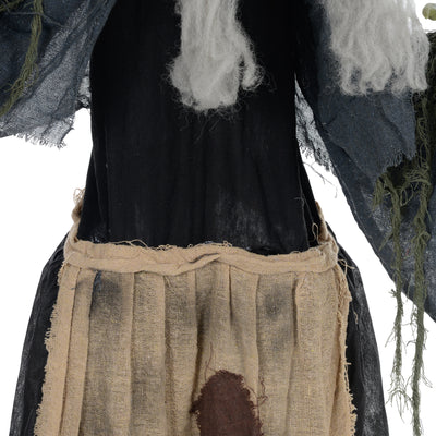 HOMCOM 5'2" Hunchback Witch Halloween Animatronic, with Glowing Eyes 