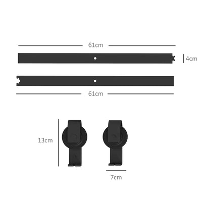 HOMCOM 4FT/122CM Bi-Folding Sliding Barn Door Hardware Track Kit, Heavy Duty Sliding Door Kit for 2 Doors with J Shape Hanger 