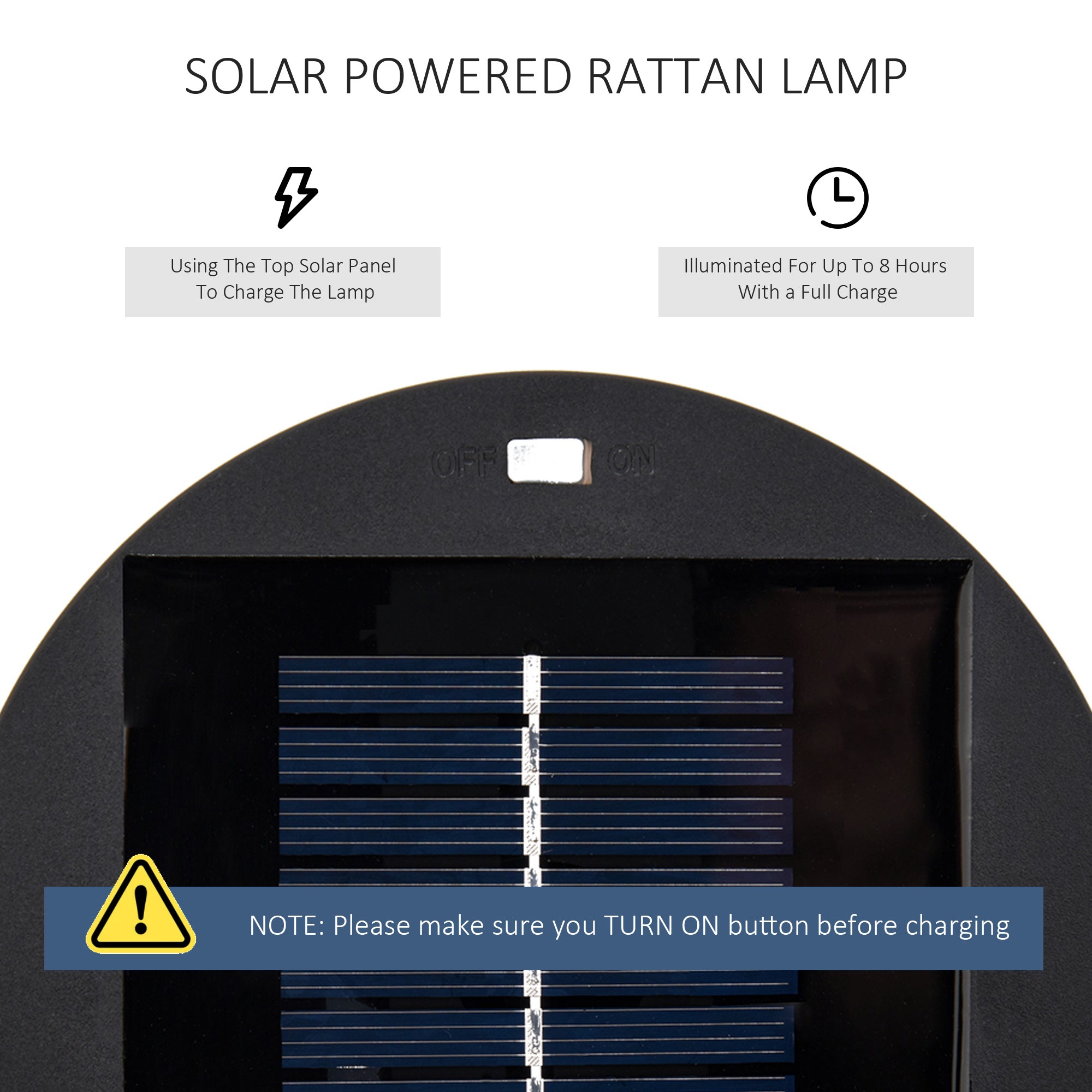 Outsunny Patio Garden Solar Powered Lights Woven Resin Wicker Lantern Auto On/Off 