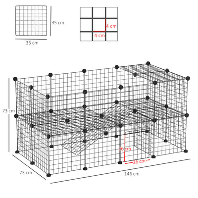 PawHut DIY Pet Playpen Metal Wire Fence Indoor Outdoor Rabbit Small Animals Cage 36 Panel Enclosure Black 