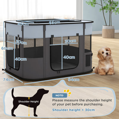 PawHut Foldable Dog Pen with Storage Bag for Indoor/Outdoor Use - Grey 