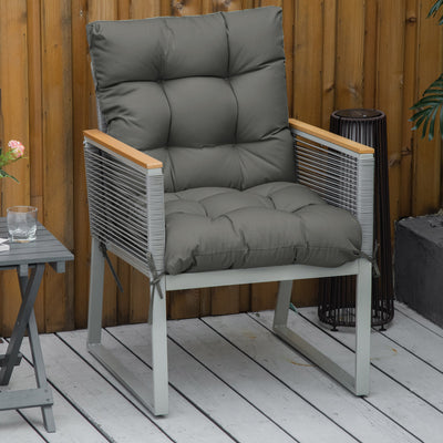 Outsunny Garden Back Chair Cushion, Comfortable Patio Seat Cushion Pad with Backrest for Outdoor & Indoor Use, Light Grey 
