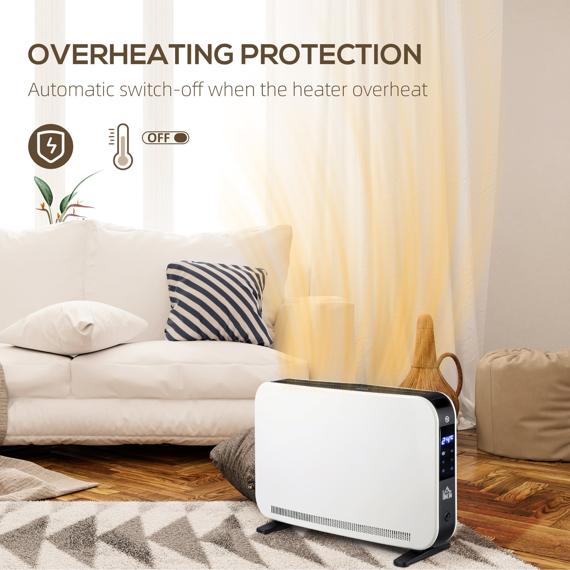 HOMCOM Three-Mode Modern Slimline Heater, 7-35\'e2\'84\'83 Temperature