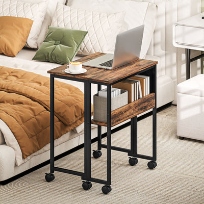 HOMCOM 63 cm Drop Leaf Writing Work Desk - Rustic Brown 