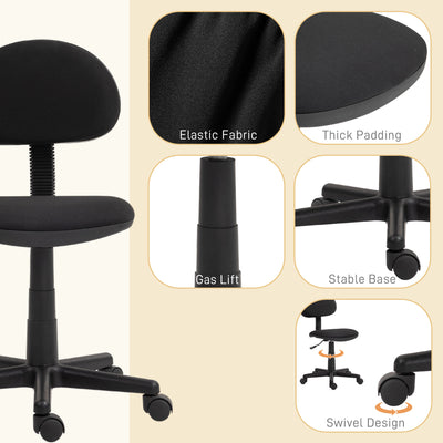 HOMCOM Small Armless Office Chair - Black 