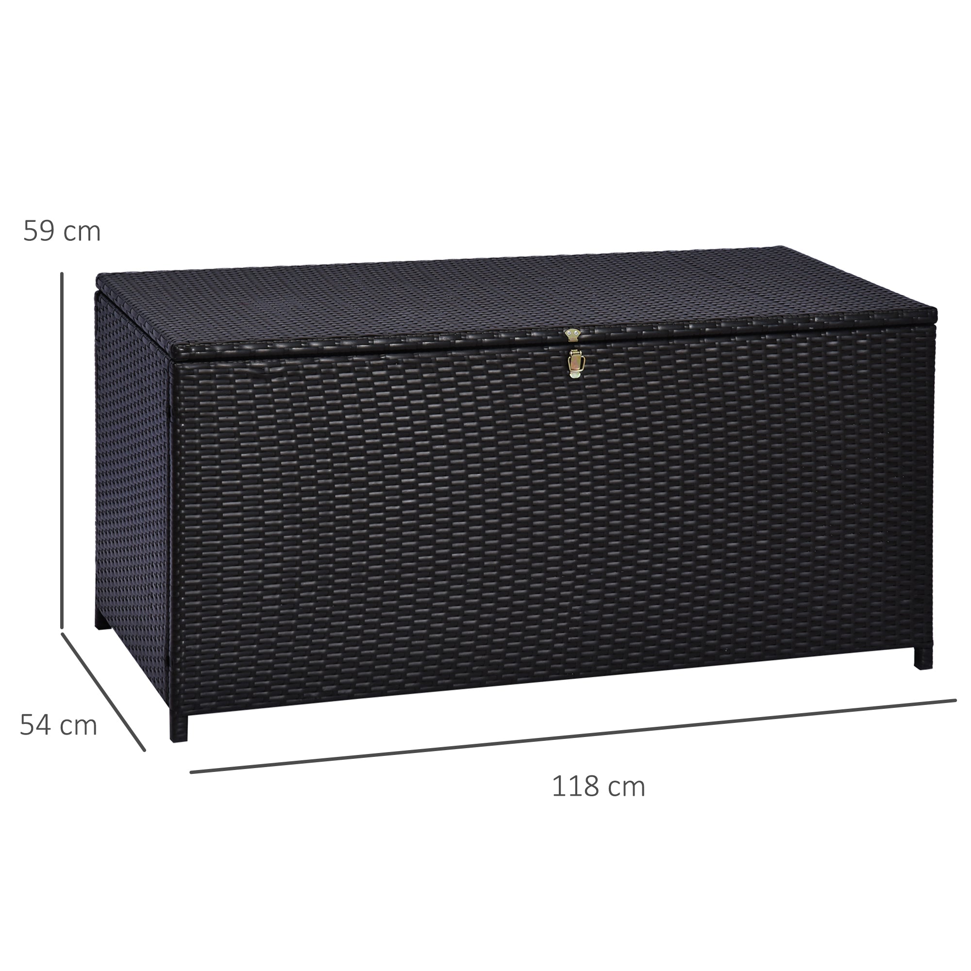 Outsunny Rattan Storage Box Outdoor Indoor Wicker Cabinet Chest Garden Furniture 118 x 54 x 59cm - Dark Brown 