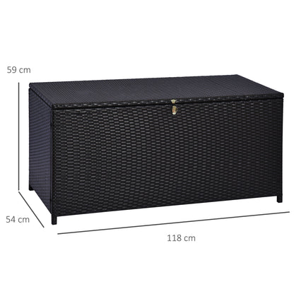 Outsunny Rattan Storage Box Outdoor Indoor Wicker Cabinet Chest Garden Furniture 118 x 54 x 59cm - Dark Brown 