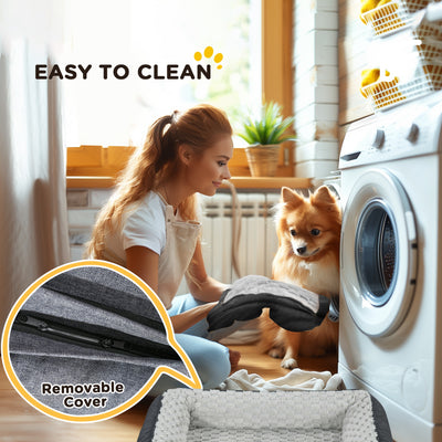 PawHut Calming Dog Bed Pet Mattress w/ Removable Cover, Anti-Slip Bottom, for Small Dogs, 70L x 50W x 18Hcm - Charcoal Grey 