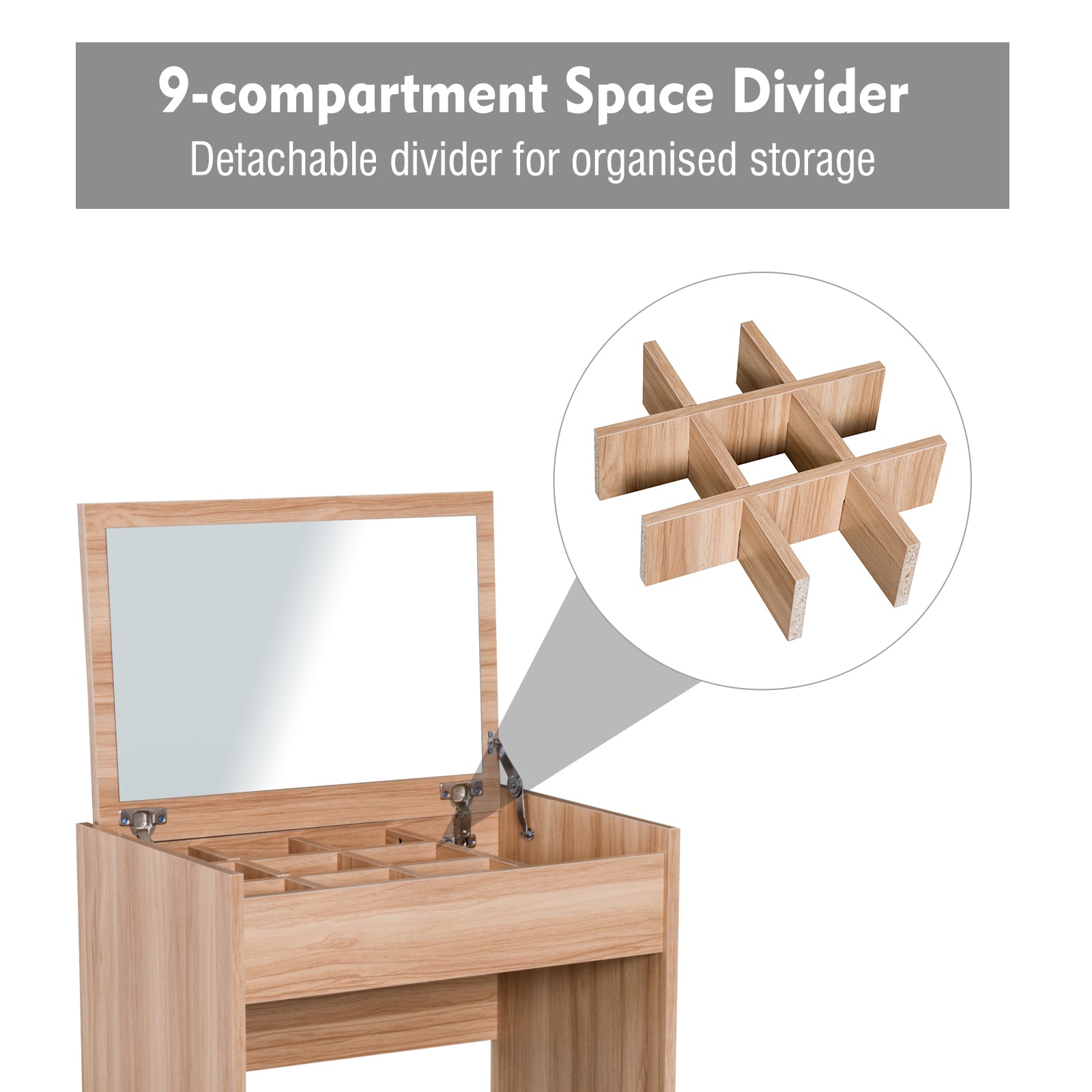 HOMCOM Dressing Table with Mirror and Stool, Vanity Makeup Table with Flip Up Mirror, Vanity Desk with Storage Unit and Padded Seat, Wood 