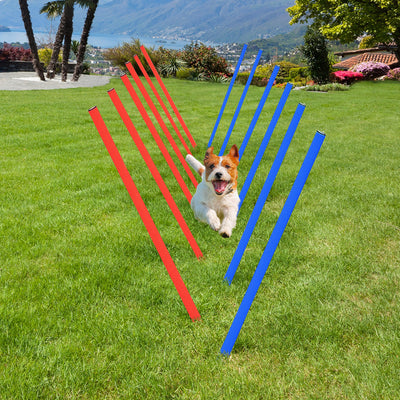 PawHut Pet Agility Training Equipment Dog Play Run Obedience Training Set Adjustable (Poles) 