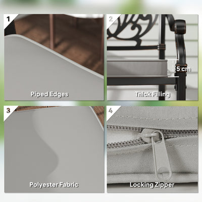 Outsunny Set of 2 Garden Chair Cushions - Light Grey 