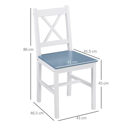 HOMCOM Dining Chairs Set of 2, Pine Wood Kitchen Chairs with Cross Back, Solid Structure for Living Room and Dining Room, White 
