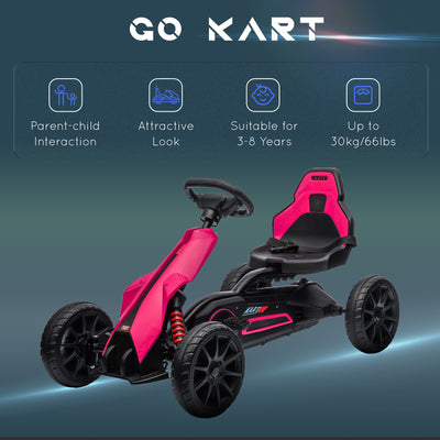 HOMCOM Kids Pedal Go Kart, with Adjustable Seat, EVA Wheels, Seat, Handbrake - Pink 
