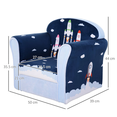 HOMCOM Children Chair Armchair Single Sofa,  50 x 39 x 44cm, for 18M+, Blue 