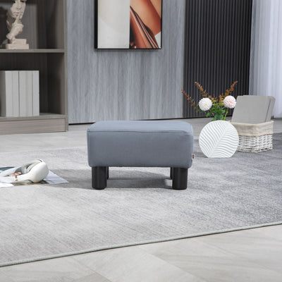 HOMCOM Microfiber Cloth Footstool, Small Foot Rest, Rectangle Sofa Stool for Bedroom Living Room, Grey 