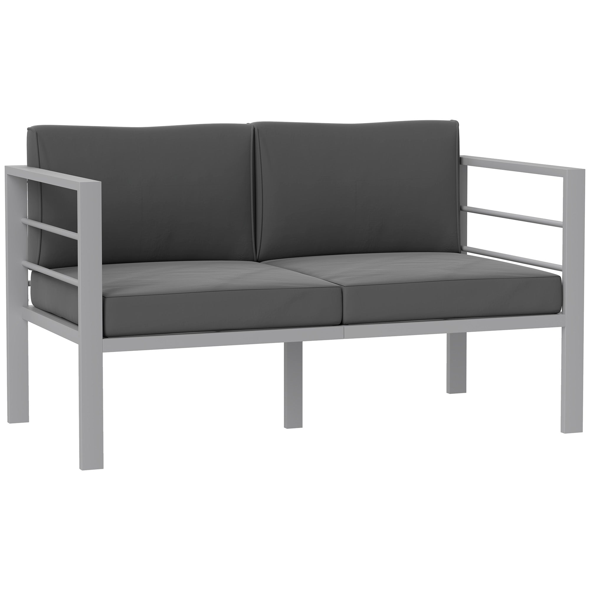 Outsunny Two-Seater Aluminium Garden Sofa - Grey 