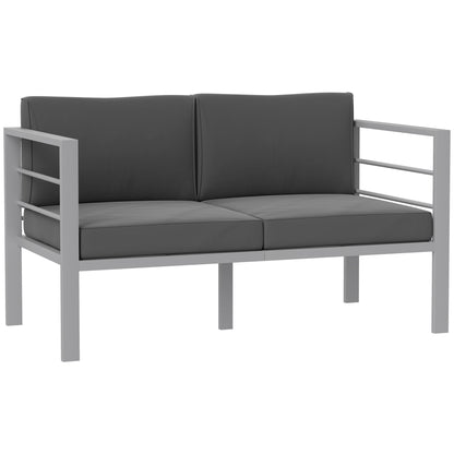 Outsunny Two-Seater Aluminium Garden Sofa - Grey 