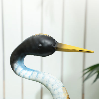 Outsunny Heron Garden Statue, Standing Garden Ornament, Metal Garden Gift with Stakes, 28 x 17 x 63 cm, Multi-Colour 