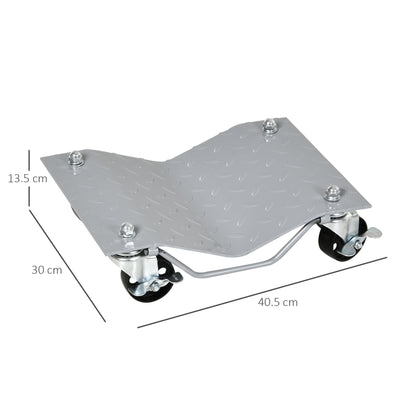 DURHAND 2 PCS Car Wheel Dollies with Swivel Casters, 680kg Capacity Car Dolly Skates Wheel Dolly Set with Non-Slip Metal Plates, Grey 