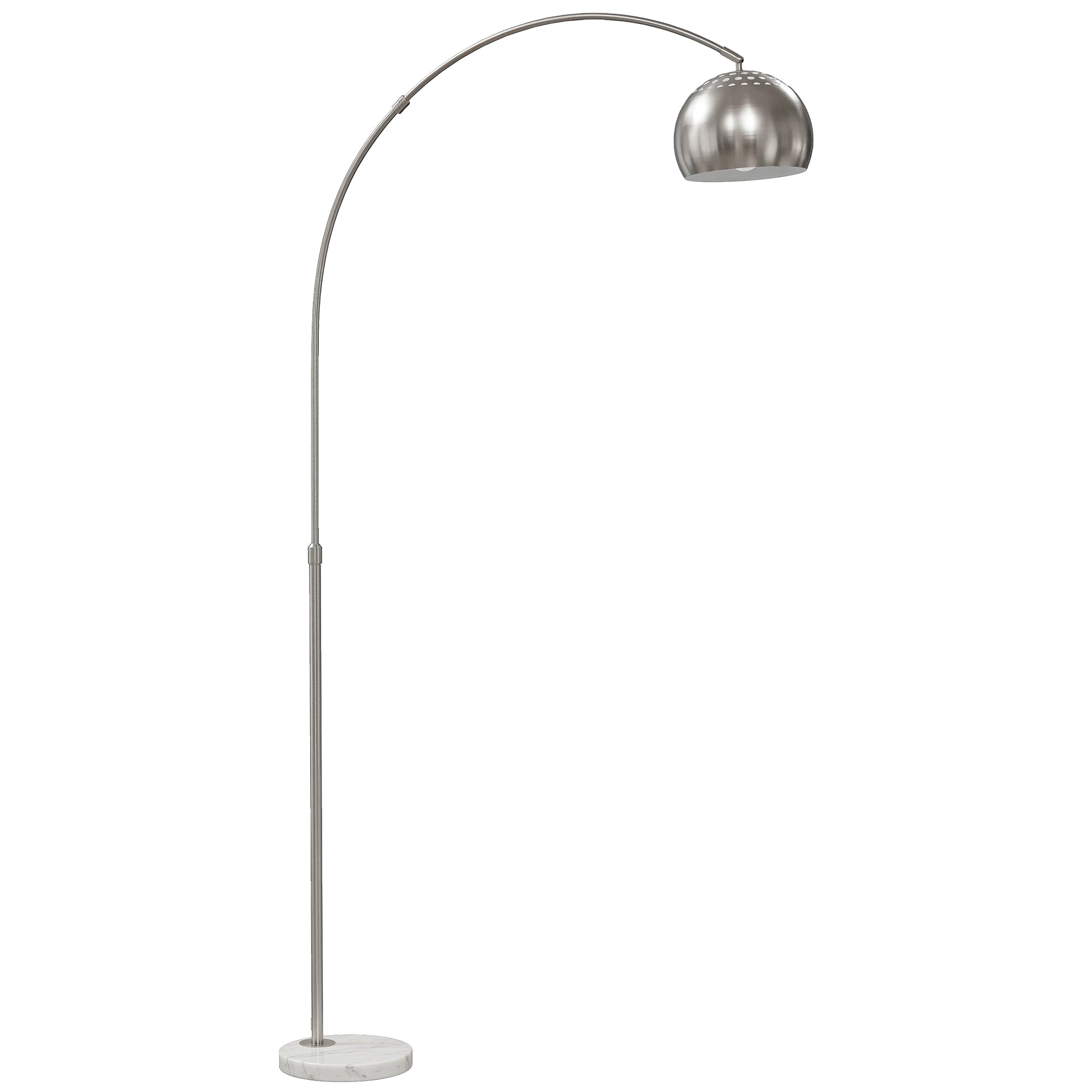 HOMCOM Arc Floor Lamp for Living Room, Modern Adjustable Standing Lamp with Faux Black Marble Base Silver Tone 